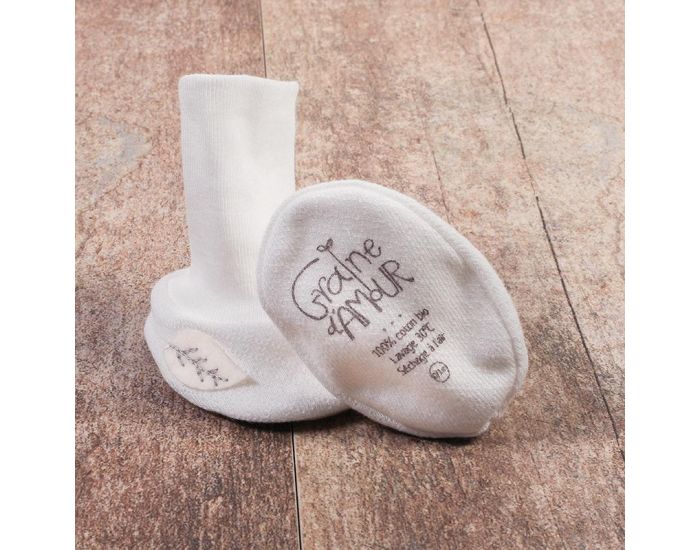 GRAINE D'AMOUR Chaussons Maille Ajour�e En Coton Bio - Ecru (1)
