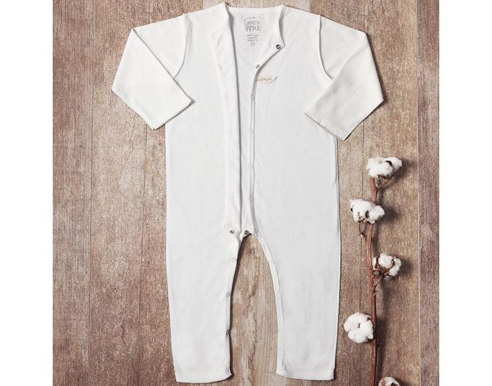 GRAINE D'AMOUR Pyjama Sans Pieds - Maille Ajoure En Coton Bio - Ecru (1)