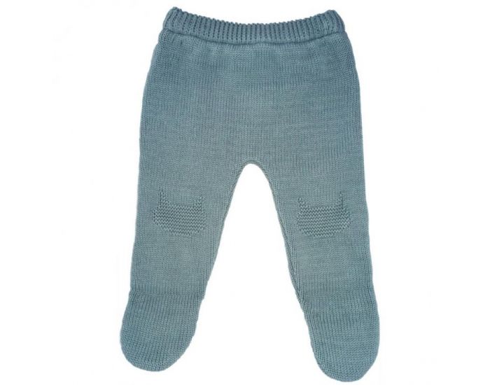 LA MANUFACTURE DE LAYETTE Pantalons A Pieds En Coton Bio - Bleu Danube (1)