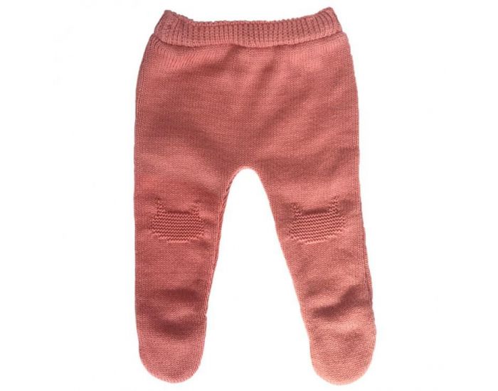 LA MANUFACTURE DE LAYETTE Pantalons A Pieds En Coton Bio - Bouton De Rose (1)