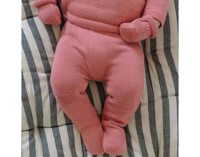 LA MANUFACTURE DE LAYETTE Pantalons A Pieds En Coton Bio - Bouton De Rose (2)