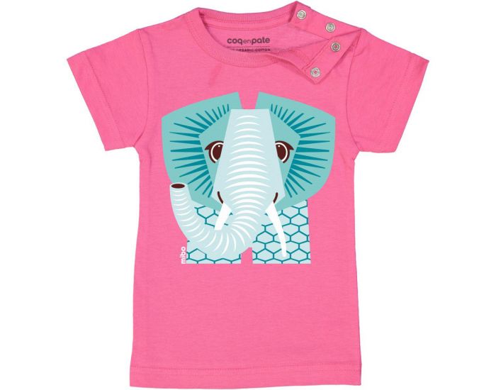 COQ EN PATE T-shirt en Coton Bio - Elephant Rose (1)