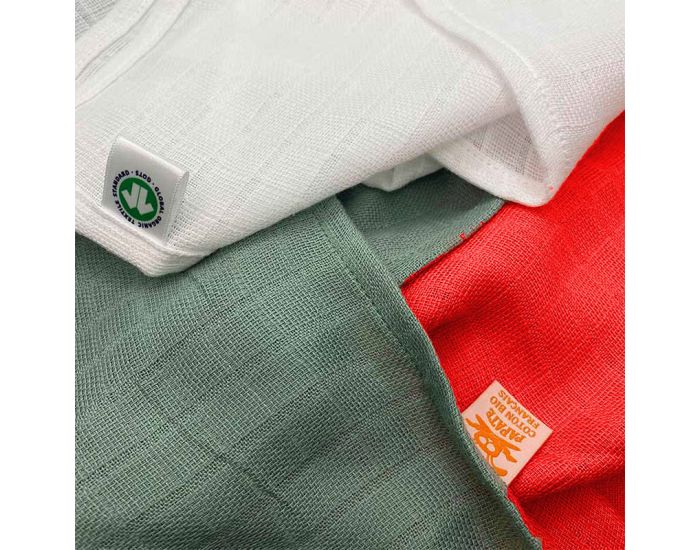 PAPATE Lot de 2 Langes en Coton Bio - Electric Summer - 50 x 50 cm (4)