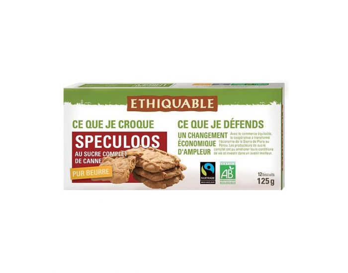 ETHIQUABLE Speculoos au Sucre Complet de Canne Bio & Equitable - 125g (1)