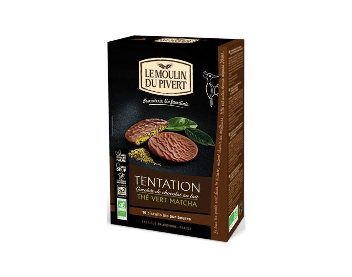 MOULIN DU PIVERT Biscuits Tentation au Chocolat au Lait et Th� Vert Matcha Bio & Equitable - 130 g (1)