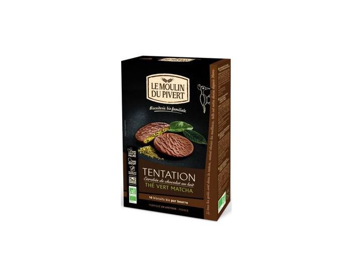 MOULIN DU PIVERT Biscuits Tentation au Chocolat au Lait et Th� Vert Matcha Bio & Equitable - 130 g (2)