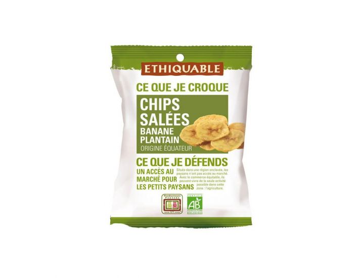 ETHIQUABLE Chips Sales Banane Plantain Bio & Equitable - 85 g (1)