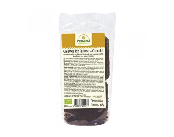 PRIMEAL Galettes de Riz Quinoa au Chocolat Noir - 65 g (1)