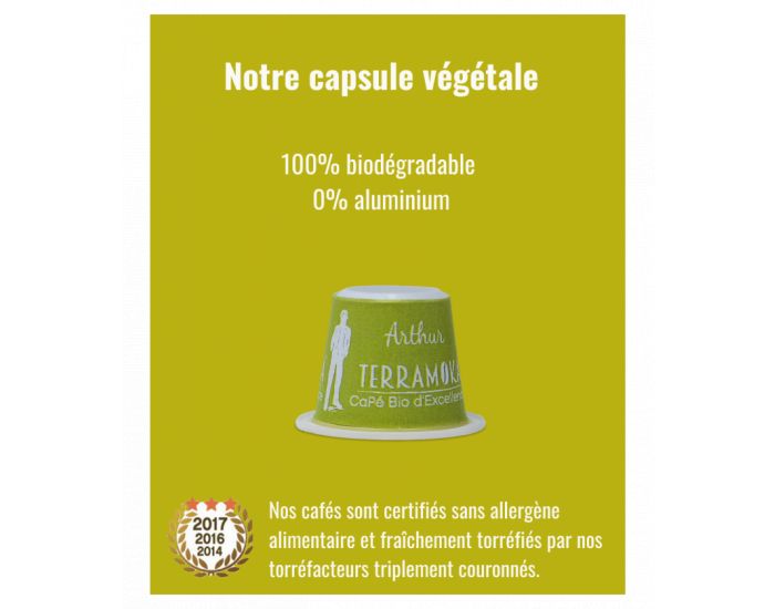 TERRAMOKA Capsules Biodgradables de Caf Bio Arhur - 60 capsules (1)