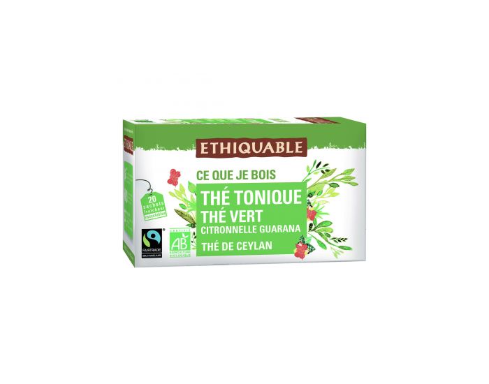ETHIQUABLE Th Vert Tonique au Guarana Bio & Equitable - 20 Sachets (2)