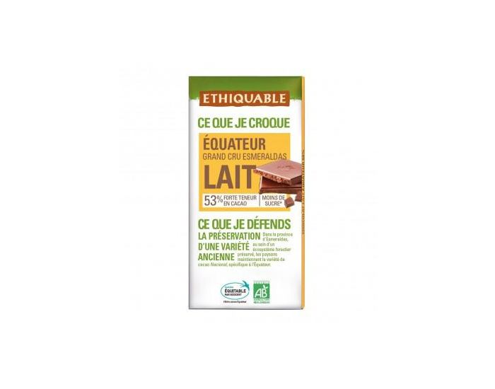 ETHIQUABLE Chocolat au Lait 53% Grand Cru d'quateur Bio & Equitable - 100 g (2)