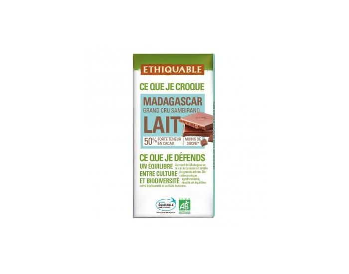 ETHIQUABLE Chocolat au Lait 50% Grand Cru de Madagascar Bio & Equitable - 100 g (2)