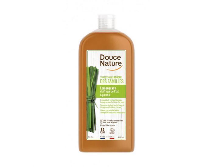DOUCE NATURE Shampooing Douche des Familles - Lemongrass Bio et Equitable - 1 L (1)