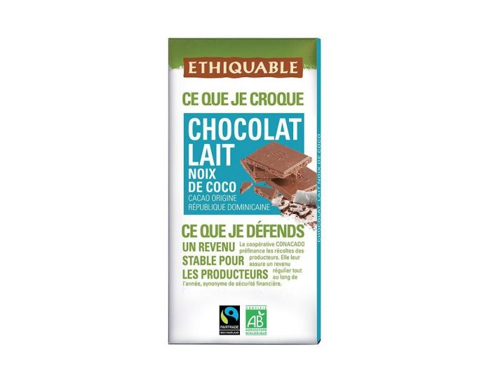 ETHIQUABLE Chocolat Lait Noix de Coco Bio & Equitable - 100 g (1)