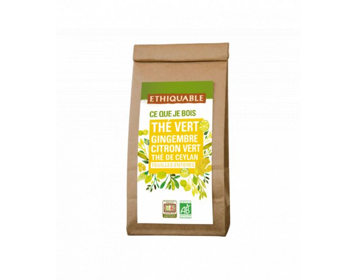 ETHIQUABLE Th� Vert Gingembre Citron Vert Th� de Ceylan Bio et Equitable- 100g (2)