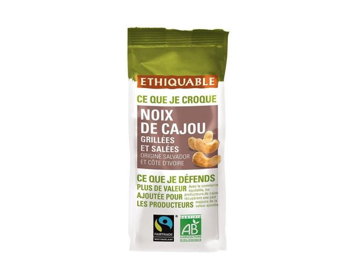 ETHIQUABLE Noix de Cajou Grilles et Sales Bio & Equitable - 125g (1)