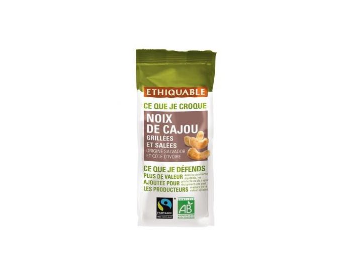 ETHIQUABLE Noix de Cajou Grilles et Sales Bio & Equitable - 125g (5)