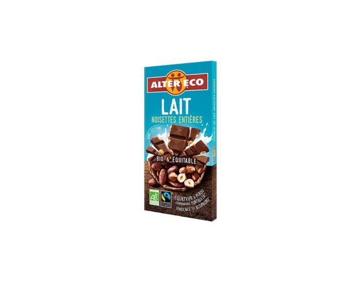 ALTER ECO Chocolat Lait Noisettes Entires bio et quitable - 100 g (1)