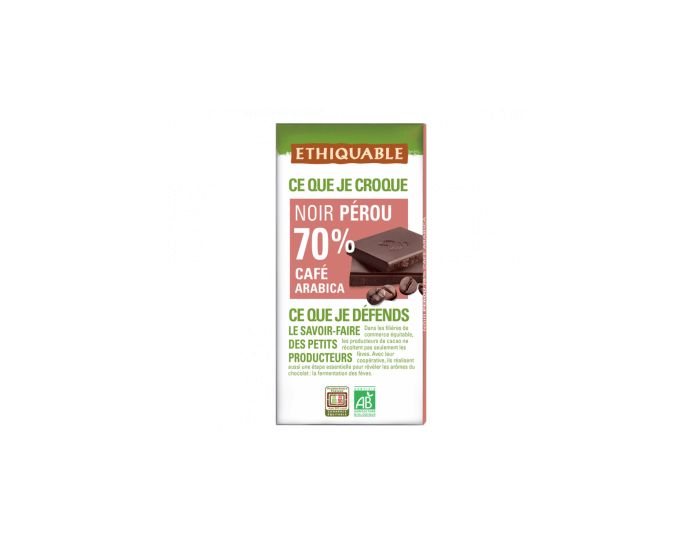 ETHIQUABLE Chocolat Noir 70% Caf Arabica Prou Bio & Equitable - 100 g (2)