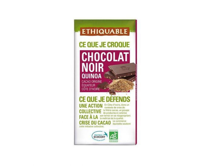 ETHIQUABLE Chocolat Noir Quinoa Bio & Equitable - 100g (1)