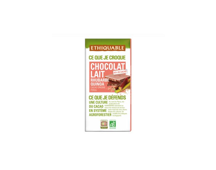ETHIQUABLE Chocolat au lait Rhubarbe Quinoa Bio & Equitable - 100 g (11)