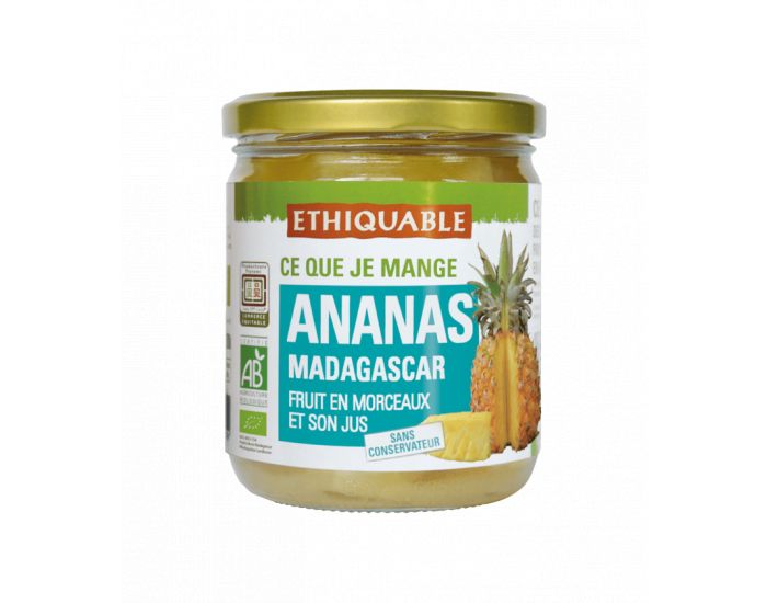 ETHIQUABLE Ananas en Morceaux et Son Jus Sans Sucre Ajout�s Bio et Equitable - 420 g (1)