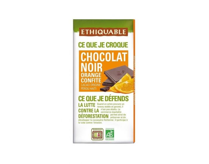 ETHIQUABLE Chocolat Noir Orange Confite Bio & Equitable - 100g (1)