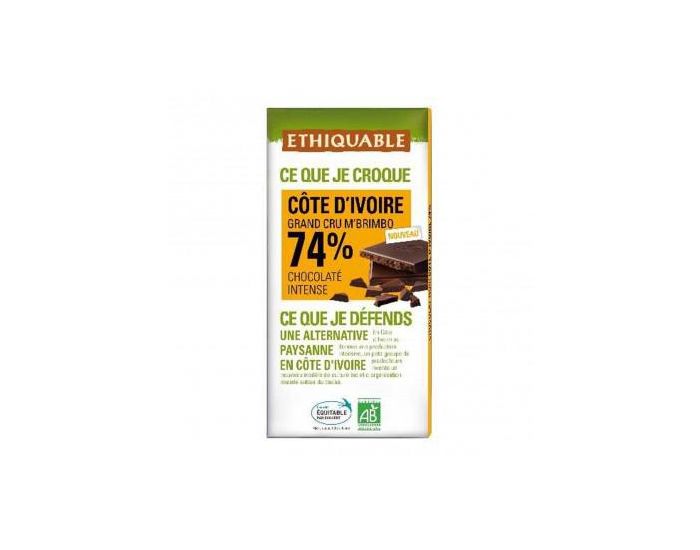 ETHIQUABLE Chocolat Noir Grand Cru M'Brimbo 74% Bio & Equitable - 100g (2)