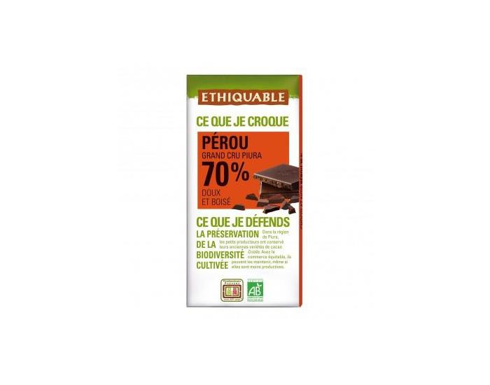 ETHIQUABLE Chocolat Noir Grand Cru 70% Bio & Equitable - 100g (2)