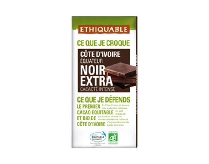ETHIQUABLE Chocolat Noir Extra Bio & Equitable - 100 g (1)