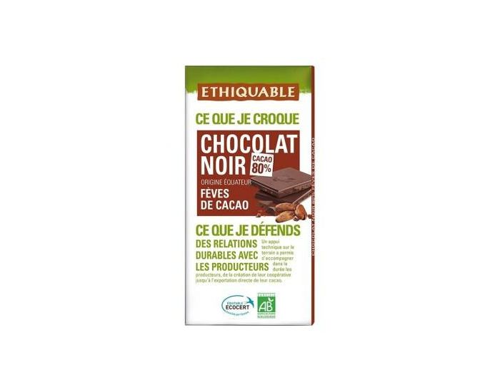 ETHIQUABLE Chocolat Noir Fèves de Cacao Bio & Equitable - 100g (2)