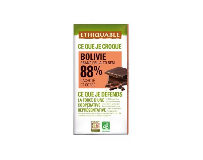 ETHIQUABLE Chocolat Noir Grand Cru 88% Bio & Equitable - 100 g (2)