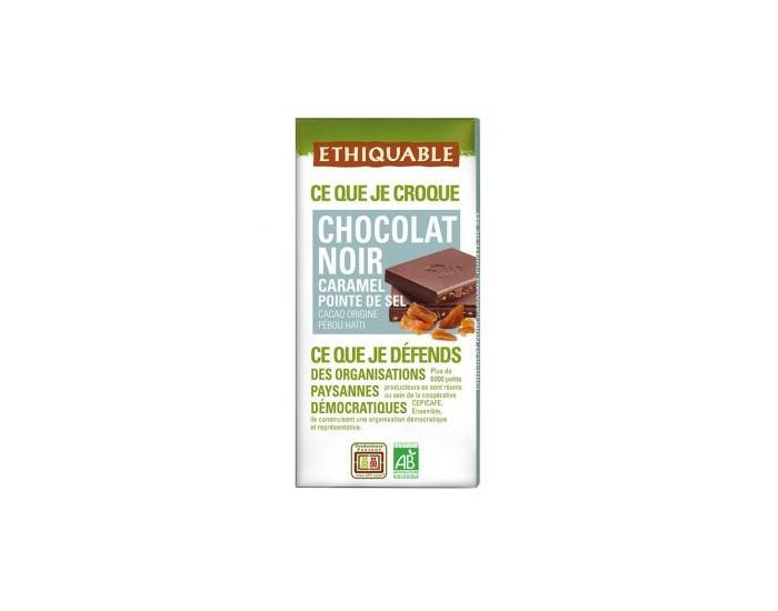 ETHIQUABLE Chocolat Noir Caramel Pointe de Sel Bio & Equitable - 100 g (2)
