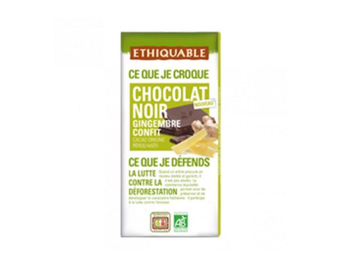ETHIQUABLE Chocolat Noir Gingembre Confit Bio & Equitable - 100g (1)