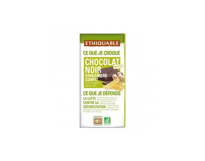 ETHIQUABLE Chocolat Noir Gingembre Confit Bio & Equitable - 100g (3)