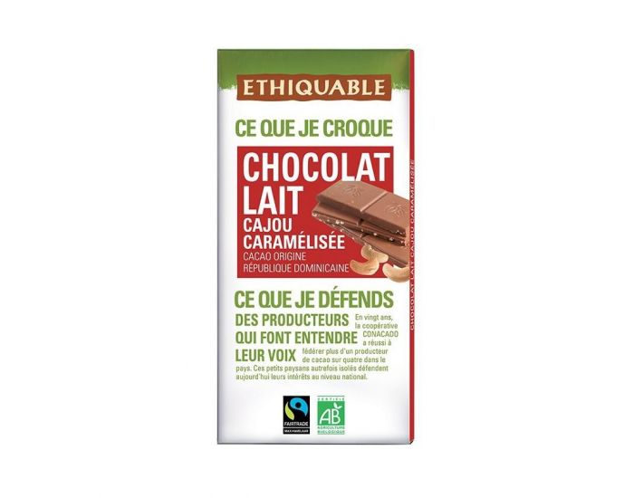 ETHIQUABLE Chocolat Lait Cajou Caramlise Bio & Equitable - 100 g (1)
