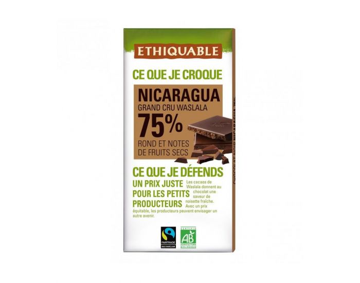 ETHIQUABLE Chocolat Noir Grand Cru 75% bio & �quitable - 100 g (1)
