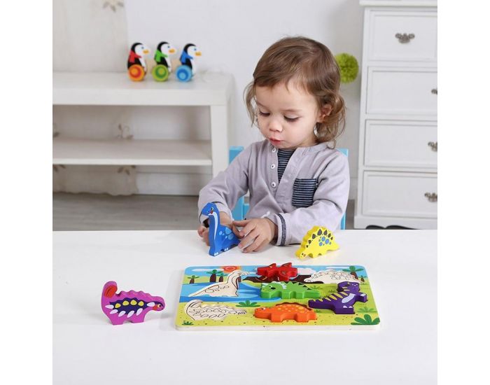 TOOKY TOY Puzzle en Bois Les Dinosaures - 7 Pi�ces - D�s 12 mois (3)