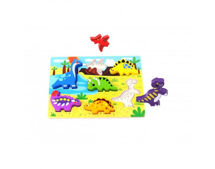 TOOKY TOY Puzzle en Bois Les Dinosaures - 7 Pi�ces - D�s 12 mois (4)