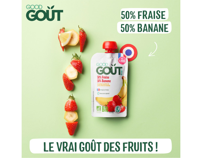 GOOD GOUT Gourde Fraise et Banane - Pure Bb 120g - Ds 4 Mois (1)