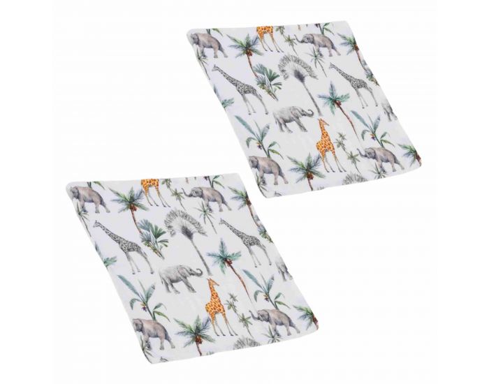 SEVIRA KIDS Lot de 2 Langes en Bambou - Safari - 50 x 50 cm (3)