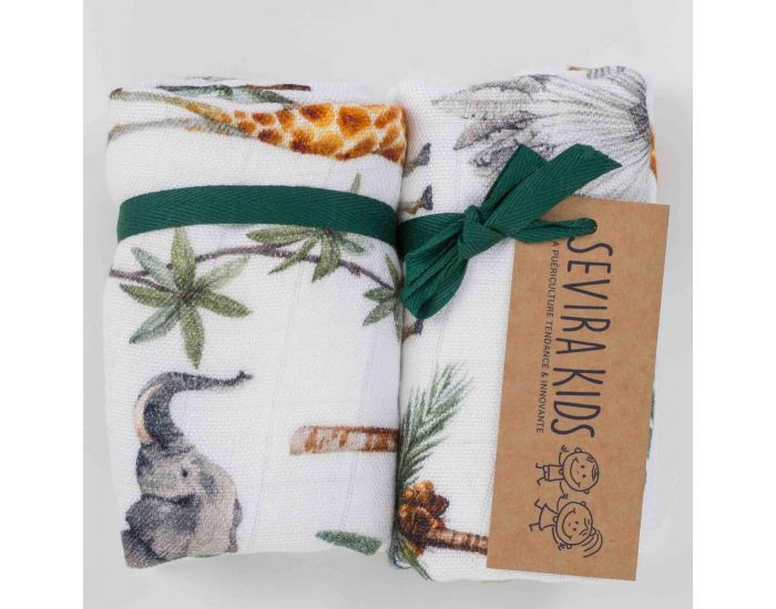 SEVIRA KIDS Lot de 2 Langes en Bambou - Safari - 50 x 50 cm (6)