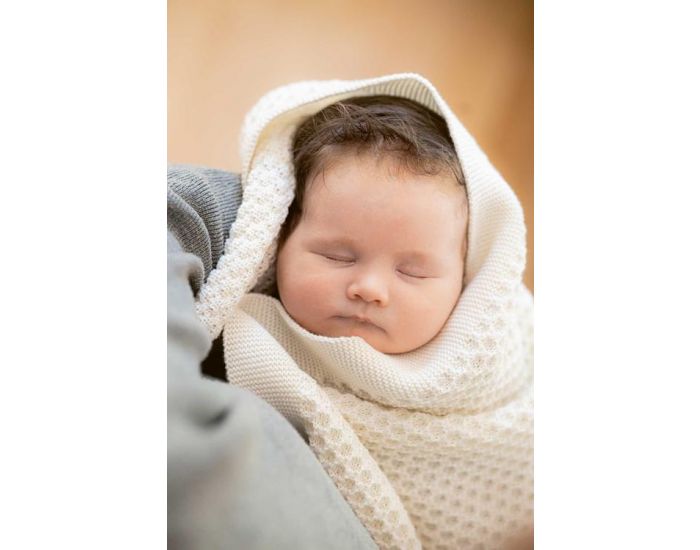 DISANA Couverture Nid d'Abeilles en Laine M�rinos Bio- 80 x 100 cm (2)