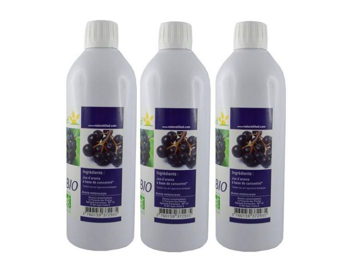 NATUR ATTITUD Jus d'aronia - Lot de 3 bouteilles - 3 x 500 ml (1)