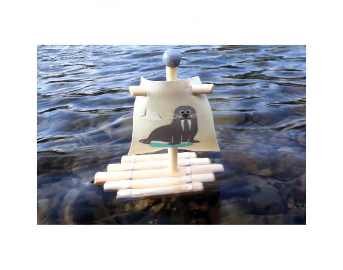 SMALL FOOT Jouet de Bain en Bois : Le Radeau Avec Morse - D�s 2 ans (1)