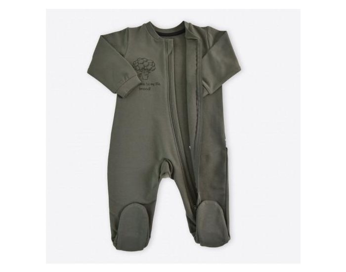 SEVIRA KIDS Pyjama B�b� en Coton Bio � Zip - Uni Kaki (3)