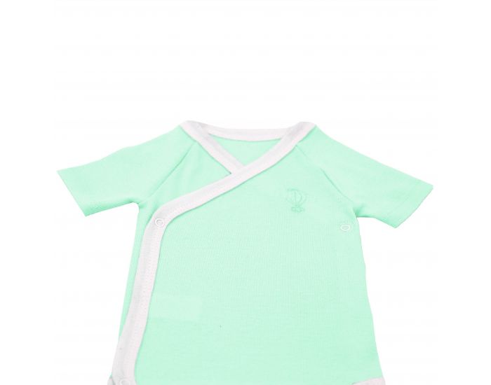 PREMIERS MOMENTS Body Crois� Manches Courtes - 100% Coton Bio - Menthe (1)