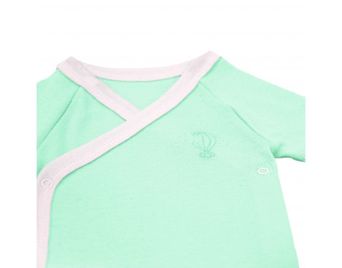 PREMIERS MOMENTS Body Crois� Manches Courtes - 100% Coton Bio - Menthe (2)