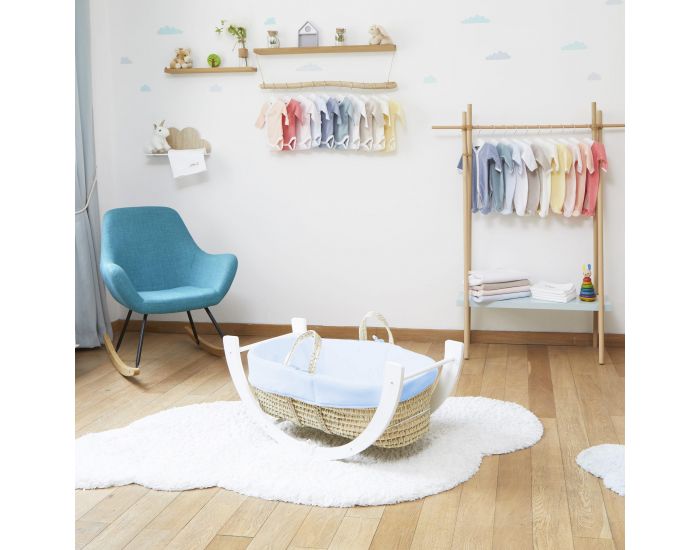 PREMIERS MOMENTS Couffin en Feuilles de Palmier et Coton Bio + Support R�versible Shnuggle Blanc (3)