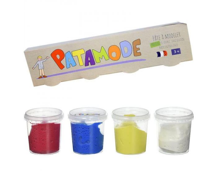 PATAMODE P�te � Modeler V�g�tale Souple - Couleurs Primaires -  4 pots 135 gr - D�s 3 ans (1)